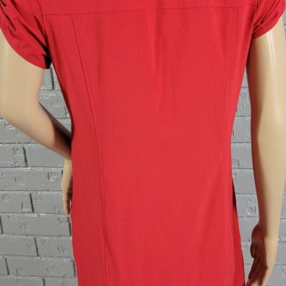 Chico's Zenergy Red Dress Short Tab Sleeve Pockets Size 0 - Picture 4 of 8